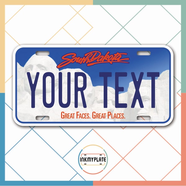 Inkmyplate - Personalized SOUTH DAKOTA License Plate for Cars, Trucks, Motorcycles, Bicycles and Vinyl Stickers