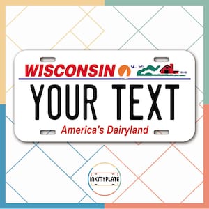 Inkmyplate - Personalisiertes WISCONSIN Nummernschild für Autos, LKWs, Motorräder, Fahrräder und Vinyl-Aufkleber