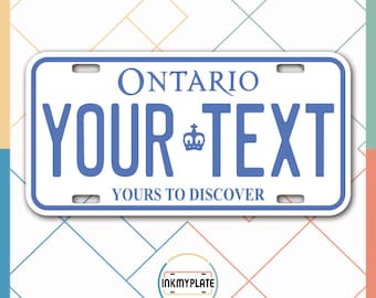 Inkmyplate - Personalized ONTARIO CANADA License Plate for Cars, Trucks, Motorcycles, Bicycles and Vinyl Stickers