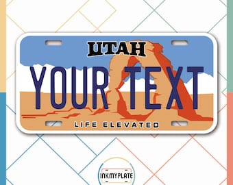 Inkmyplate - Personalized UTAH License Plate for Cars, Trucks, Motorcycles, Bicycles and Vinyl Stickers