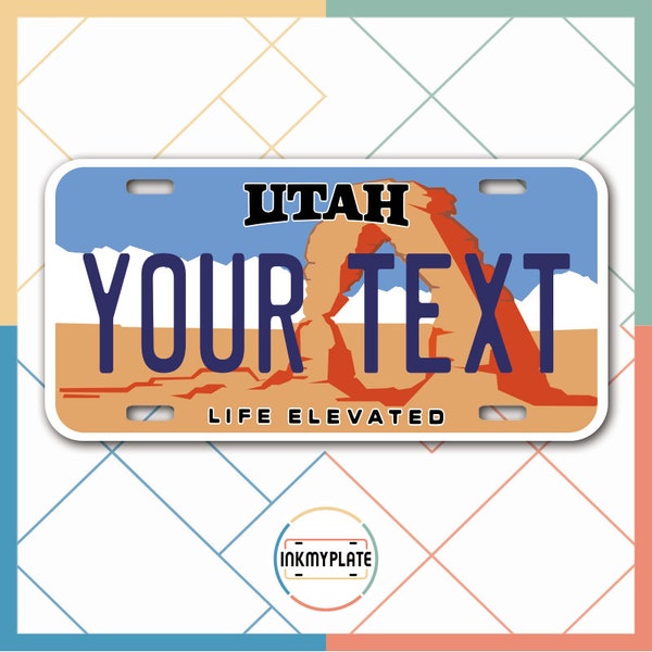 Inkmyplate - Personalized UTAH License Plate for Cars, Trucks, Motorcycles, Bicycles and Vinyl Stickers