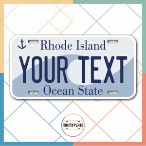 Inkmyplate - Personalized RHODE ISLAND License Plate for Cars, Trucks, Motorcycles, Bicycles and Vinyl Stickers