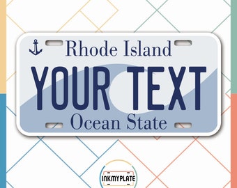 Inkmyplate - Personalized RHODE ISLAND License Plate for Cars, Trucks, Motorcycles, Bicycles and Vinyl Stickers