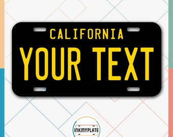 Inkmyplate - Personalized CALIFORNIA BLACK NEW License Plate for Cars, Trucks, Motorcycles, Bicycles and Vinyl Stickers