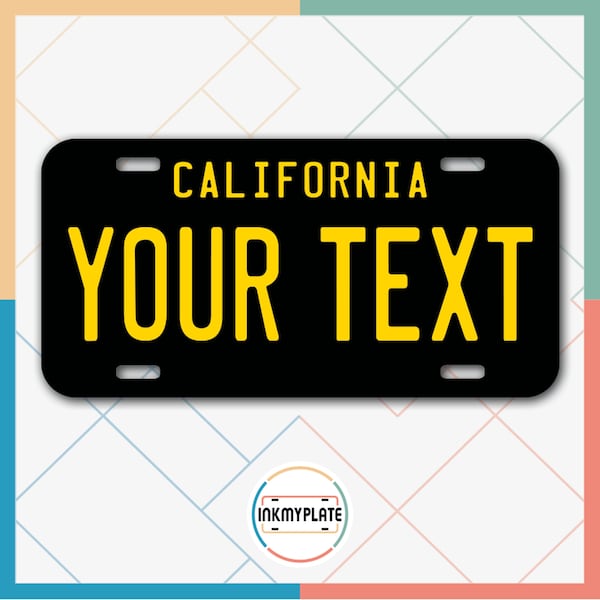 Inkmyplate - Personalized CALIFORNIA BLACK NEW License Plate for Cars, Trucks, Motorcycles, Bicycles and Vinyl Stickers