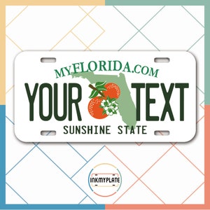 Inkmyplate - Targa FLORIDA personalizzata per auto, camion, moto, biciclette e adesivi in vinile