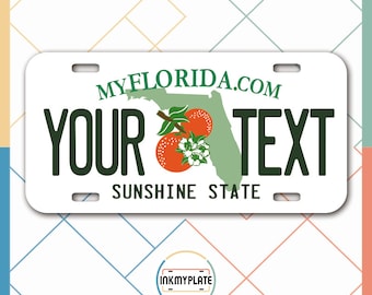 Inkmyplate - Personalized FLORIDA License Plate for Cars, Trucks, Motorcycles, Bicycles and Vinyl Stickers