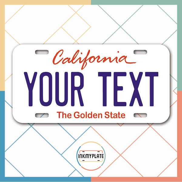 Inkmyplate - Personalized CALIFORNIA NEW License Plate for Cars, Trucks, Motorcycles, Bicycles and Vinyl Stickers
