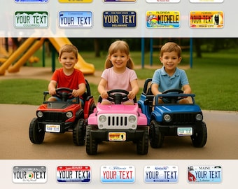 Mini plaques d'immatriculation personnalisées | Les 50 États | 4x2 - 6x3 | plaques nominatives pour la décoration | Cadeaux pour enfants | Cadeau Power Wheels | Etats-Unis