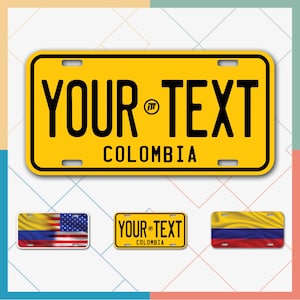 Custom Colombian License Plate for Cars, Trucks, Motorcycles, Bicycles and Vinyl Stickers. Personalize Colombia tag, Great Gift Idea for dad