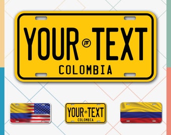 Custom Colombian License Plate for Cars, Trucks, Motorcycles, Bicycles and Vinyl Stickers. Personalize Colombia tag, Great Gift Idea for dad