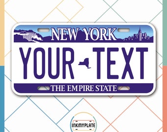 Inkmyplate - Personalized NEW YORK Empire State License Plate for Cars, Trucks, Motorcycles, Bicycles and Vinyl Stickers