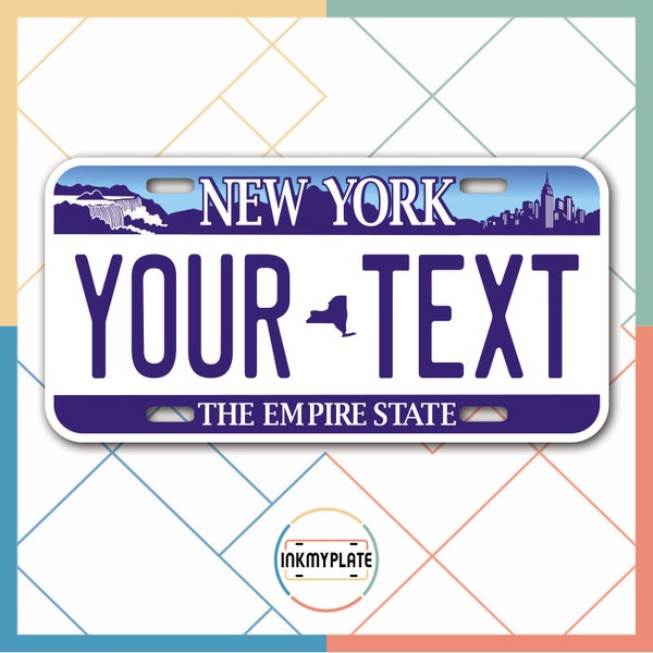 Inkmyplate - Personalized NEW YORK Empire State License Plate for Cars, Trucks, Motorcycles, Bicycles and Vinyl Stickers