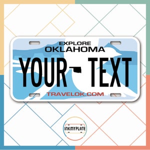 Inkmyplate - Personalisiertes OKLAHOMA Nummernschild für Autos, LKWs, Motorräder, Fahrräder und Vinyl-Aufkleber