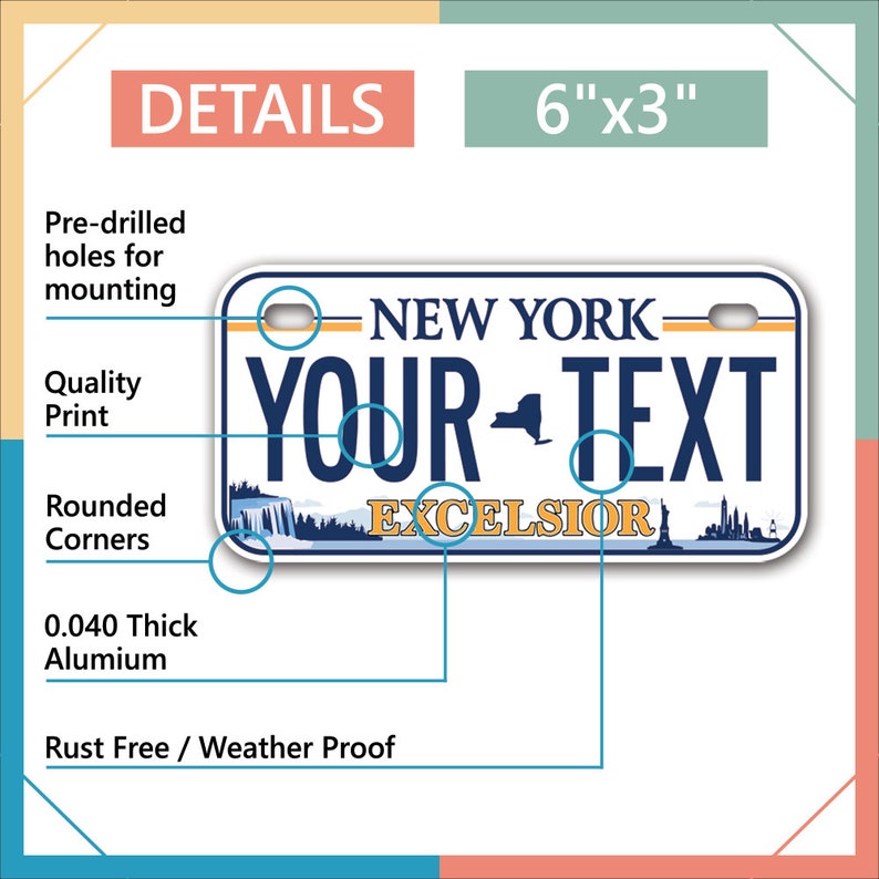 Inkmyplate Personalized NEW YORK EXCELSIOR License Plate for Etsy