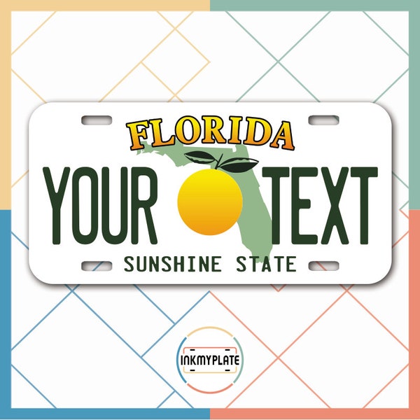 Inkmyplate - Personalized FLORIDA OLD License Plate for Cars, Trucks, Motorcycles, Bicycles and Vinyl Stickers