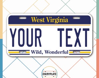 Inkmyplate - Personalized WEST VIRGINIA License Plate for Cars, Trucks, Motorcycles, Bicycles and Vinyl Stickers