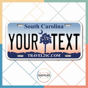 Inkmyplate - Personalized SOUTH CAROLINA License Plate for Cars, Trucks, Motorcycles, Bicycles and Vinyl Stickers