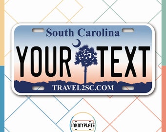 Inkmyplate - Personalized SOUTH CAROLINA License Plate for Cars, Trucks, Motorcycles, Bicycles and Vinyl Stickers