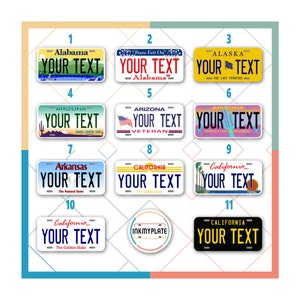 InkMyPlate personalisiertes Nummernschild | Wählen Sie aus allen 50 Sates | 6x12 - 7x4 - 6x3 | Individuelle Teller zur Dekoration | Vatertags Geschenk | USA