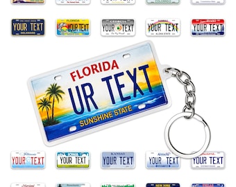Personalized State Inspired License Plate Keychain, Custom Name Aluminum Keychain, All 50 States, Car Enthusiast Gift, Souvenir, Made in USA