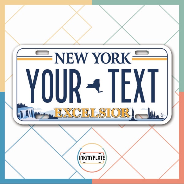 Inkmyplate - Personalisiertes NEW YORK EXCELSIOR Nummernschild für Autos, LKWs, Motorräder, Fahrräder und Vinyl-Aufkleber
