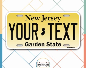 Inkmyplate - Personalized NEW JERSEY License Plate for Cars, Trucks, Motorcycles, Bicycles and Vinyl Stickers