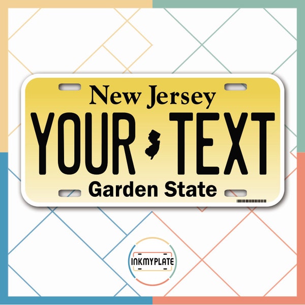Inkmyplate - Personalized NEW JERSEY License Plate for Cars, Trucks, Motorcycles, Bicycles and Vinyl Stickers