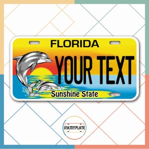 Inkmyplate - Personalized FLORIDA DOLPHIN License Plate for Cars, Trucks, Motorcycles, Bicycles and Vinyl Stickers