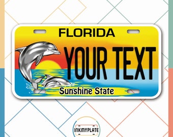 Inkmyplate - Personalized FLORIDA DOLPHIN License Plate for Cars, Trucks, Motorcycles, Bicycles and Vinyl Stickers