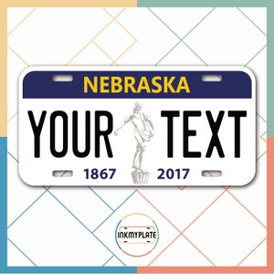 Inkmyplate - Personalisiertes NEBRASKA Nummernschild für Autos, LKWs, Motorräder, Fahrräder und Vinyl-Aufkleber