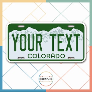 Inkmyplate - Placa de licença COLORADO personalizada para carros, caminhões, motocicletas, bicicletas e adesivos de vinil