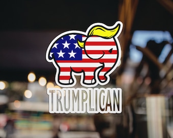 Republican Trump Elephant USA flag- Trumplican Sticker -  Window Decal - Trump 2024 - MAGA - Premium Vinyl Sticker