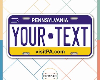 Inkmyplate - Personalized PENNSYLVANIA License Plate for Cars, Trucks, Motorcycles, Bicycles and Vinyl Stickers
