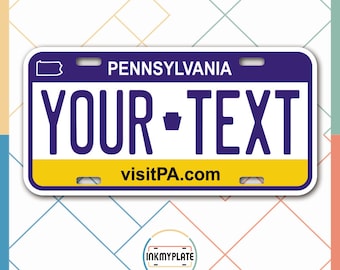 Inkmyplate - Personalisiertes PENNSYLVANIA Nummernschild für Autos, LKWs, Motorräder, Fahrräder und Vinyl-Aufkleber