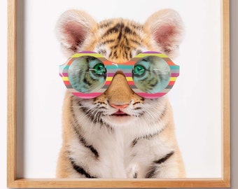 Freaky Tiger Muscle Shirt Music Headphones Glasses Animal DJ Party Sleeveless