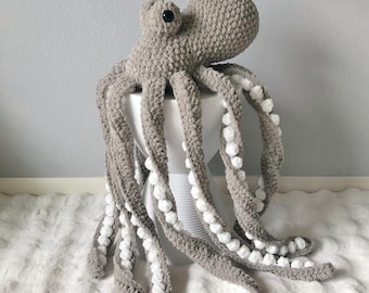 Extra Large Crochet Octopus Plush: Soft Chenille Stuffed Animal