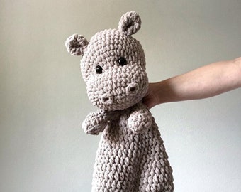 Extra Large Hippo Snuggler | Extra Large Hippo Lovey | Crochet Hippo | Light Gray