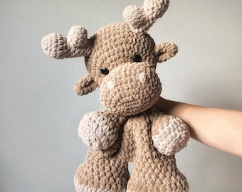 Jumbo Crochet Moose Snuggler: Plush Chenille Lovey