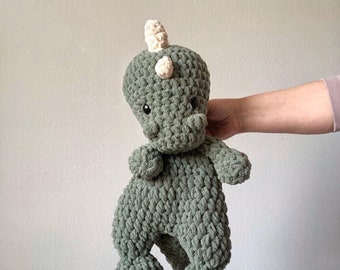 Dinosaur Snuggler | Dinosaur Lovey | Crochet Dinosaur | Bohasaurus | Smokey Green