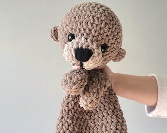 Extra Large Crochet Otter Snuggler: Plush Chenille Lovey