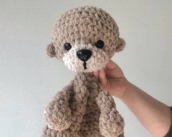 Crochet Otter Snuggler: Plush Chenille Lovey