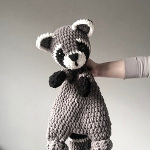 Extra Large Raccoon Snuggler | Extra Large Raccoon Lovey | Crochet Raccoon | Dark Gray