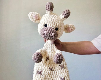 Giraffe Snuggler | Giraffe Lovey | Crochet Giraffe | Cream & Tan