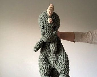 Extra Large Dinosaur Snuggler | Extra Large Dinosaur Lovey | Crochet Dinosaur | Bohasaurus | Smokey Green