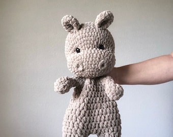 Hippo Snuggler | Hippo Lovey | Crochet Hippo |  Gray