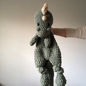 Extra Large Dinosaur Snuggler | Extra Large Dinosaur Lovey | Crochet Dinosaur | Bohasaurus | Smokey Green