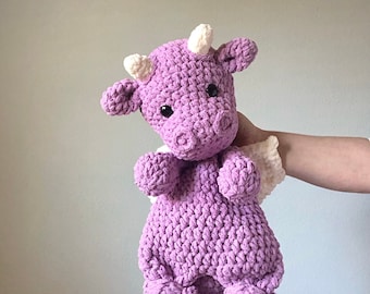Extra Large Crochet Dragon Snuggler: Purple Sparkle Chenille Lovey