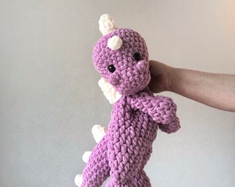 Dinosaur Snuggler | Dinosaur Lovey | Sparklesaurus | Crochet Dinosaur | Bohasaurus | Purple Sparkle