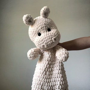 Extra Large Hippo Snuggler | Extra Large Hippo Lovey | Crochet Hippo | White